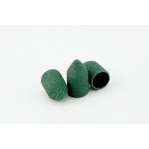Kapturki ścierne cyrkonowe stożkowe zielone do pedicure - 7mm 80gr 10szt