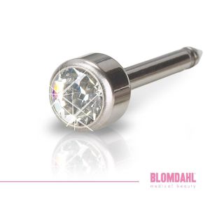 Blomdahl - Dluzsze sztyfty do grubszych platkow uszu plus 2 mm Bezel 4 mm Crystal Long