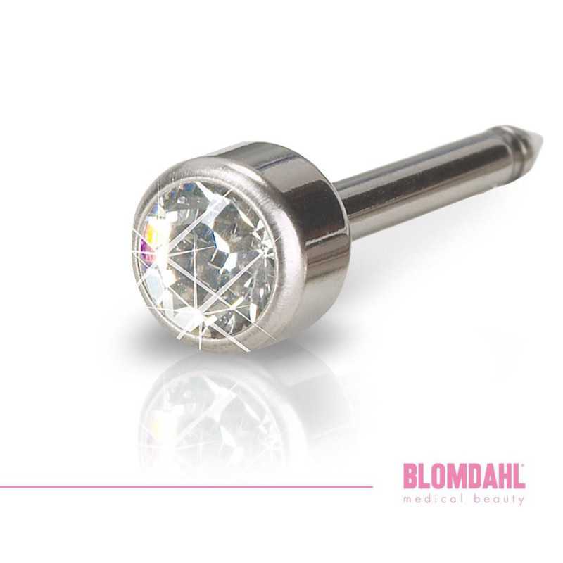 Blomdahl - Dluzsze sztyfty do grubszych platkow uszu plus 2 mm Bezel 4 mm Crystal Long