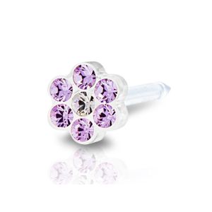 Kolczyk do przekłuwania ucha plastik medyczny daisy violet/crystal 5mm kwiatek fioletowy Blomdahl Kolczyki