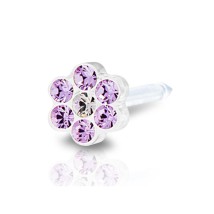 Kolczyk do przekłuwania ucha daisy violet/crystal 5mm kwiatek fioletowy Blomdahl kolczyki Swarovski