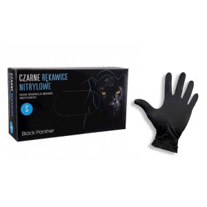 Doman Black Panther czarne rękawiczki nitrylowe S